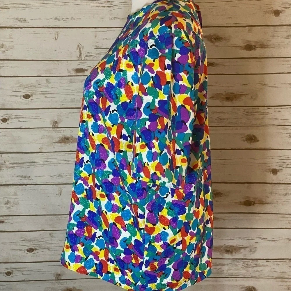 Vintage Talbots bright multicolored short sleeve blouse Size 12
